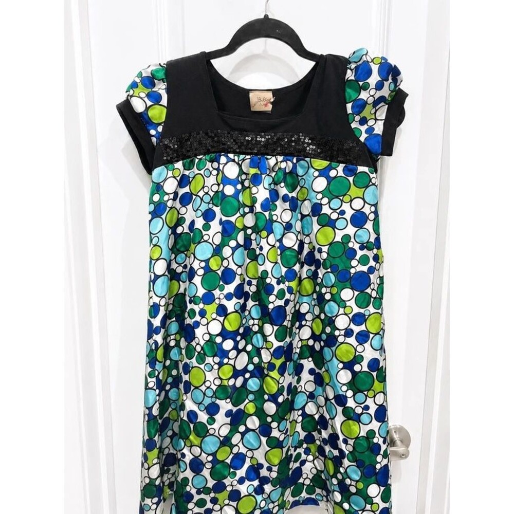 Vanilla Crème Girls Colorful Bubble Print Sequin Dress Size 14